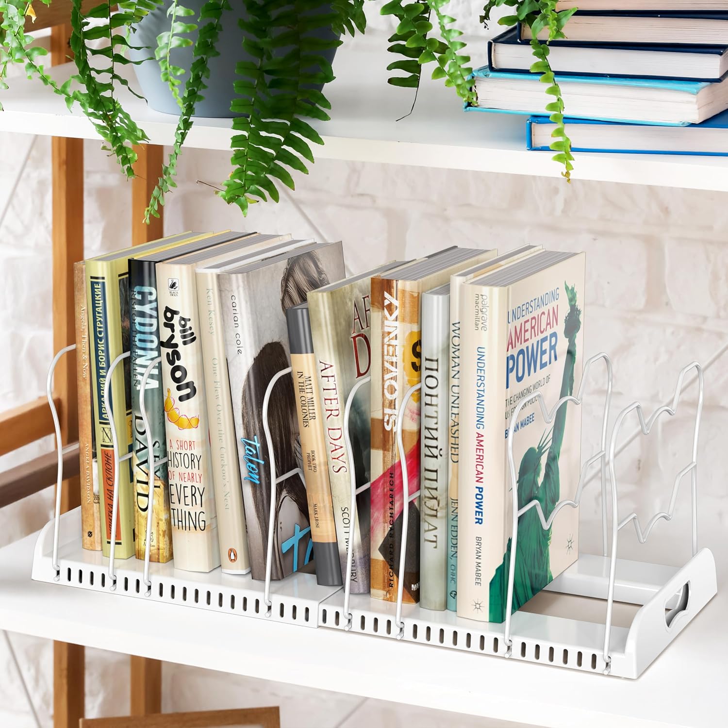Simple Houseware Expandable Pan Organizer Rack, 10 Adjustable Compartments, White - Kitchen Cabinet Organizer for Pots, Pans, Lids & Bakeware - Pantry & Countertop Storage - Image 8
