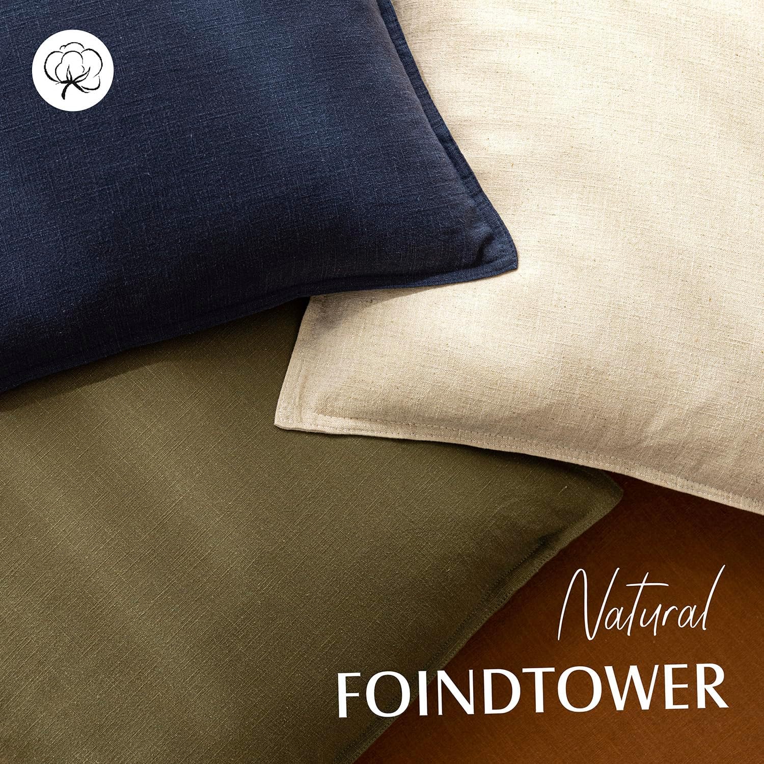 Foindtower Pack of 2, Decorative Linen Soild Throw Pillow Covers Soft Accent Cushion Case Boho Farmhouse Neutral Pillowcase for Couch Sofa Bedroom Living Room Home Decor 20 x 20 Inch Natural Beige - Image 4