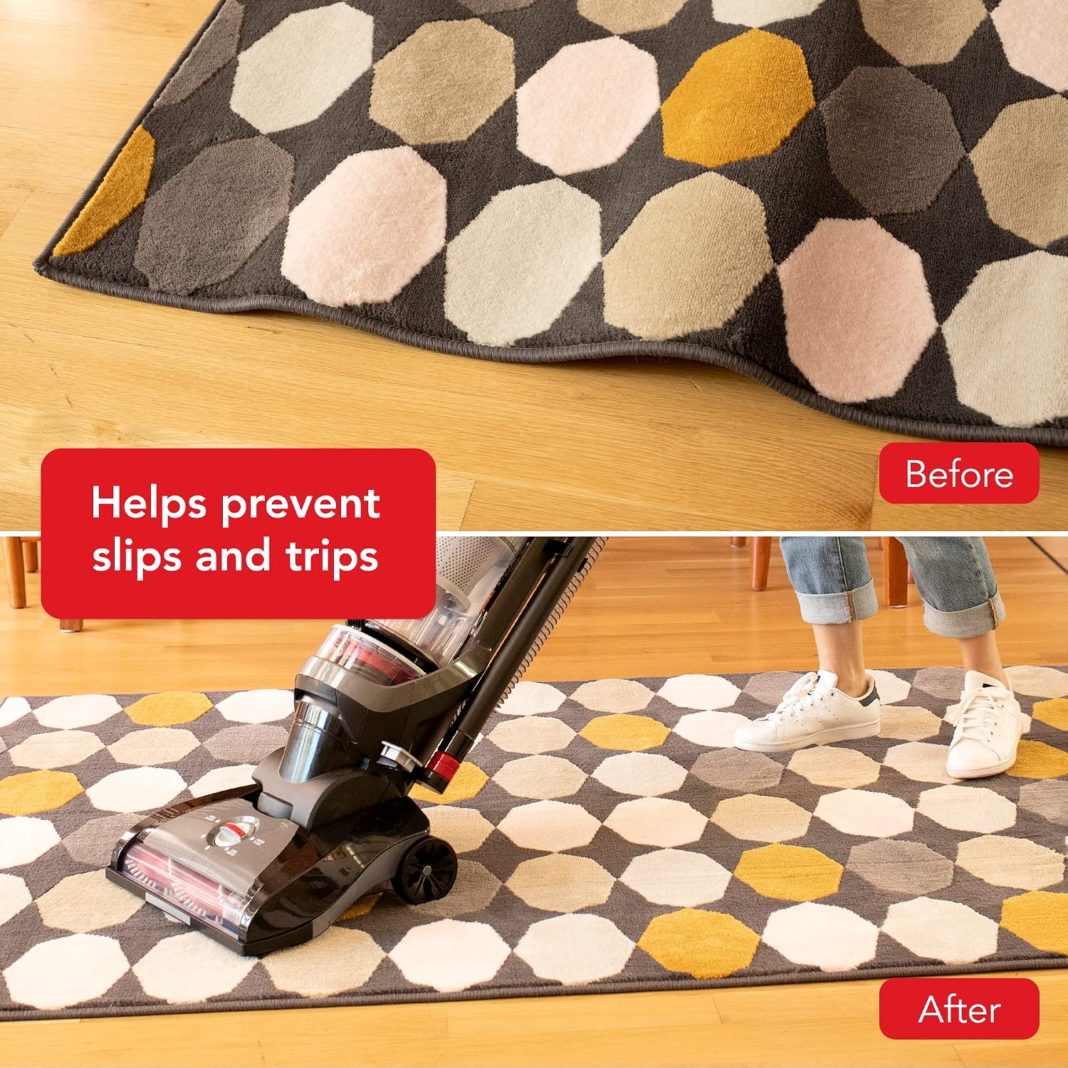 Rug Grip Rug Gripper Double Sided Non-Slip Residue Free Carpet Tape for Area Rugs and Runners - Works on All Floor Types including Hardwood, Tile, Carpet and Vinyl (6in" x 25ft) - Image 5