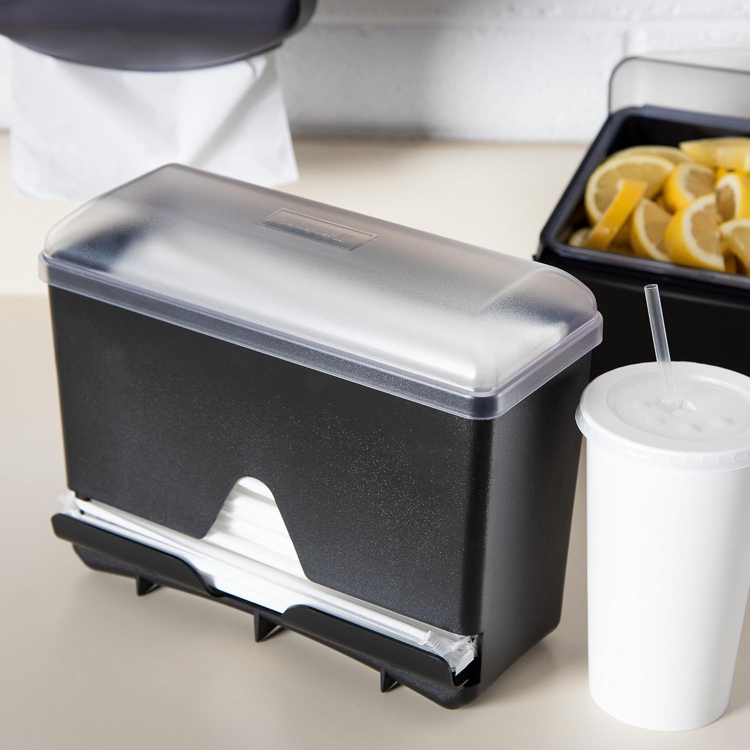 San Jamar Junior Bulk Straw Dispenser Holds 250 Straws for Restaurants, Dining Halls, and Fast Food, Plastic, 5 x 10.5 x 8.75 Inches, Black - Image 6