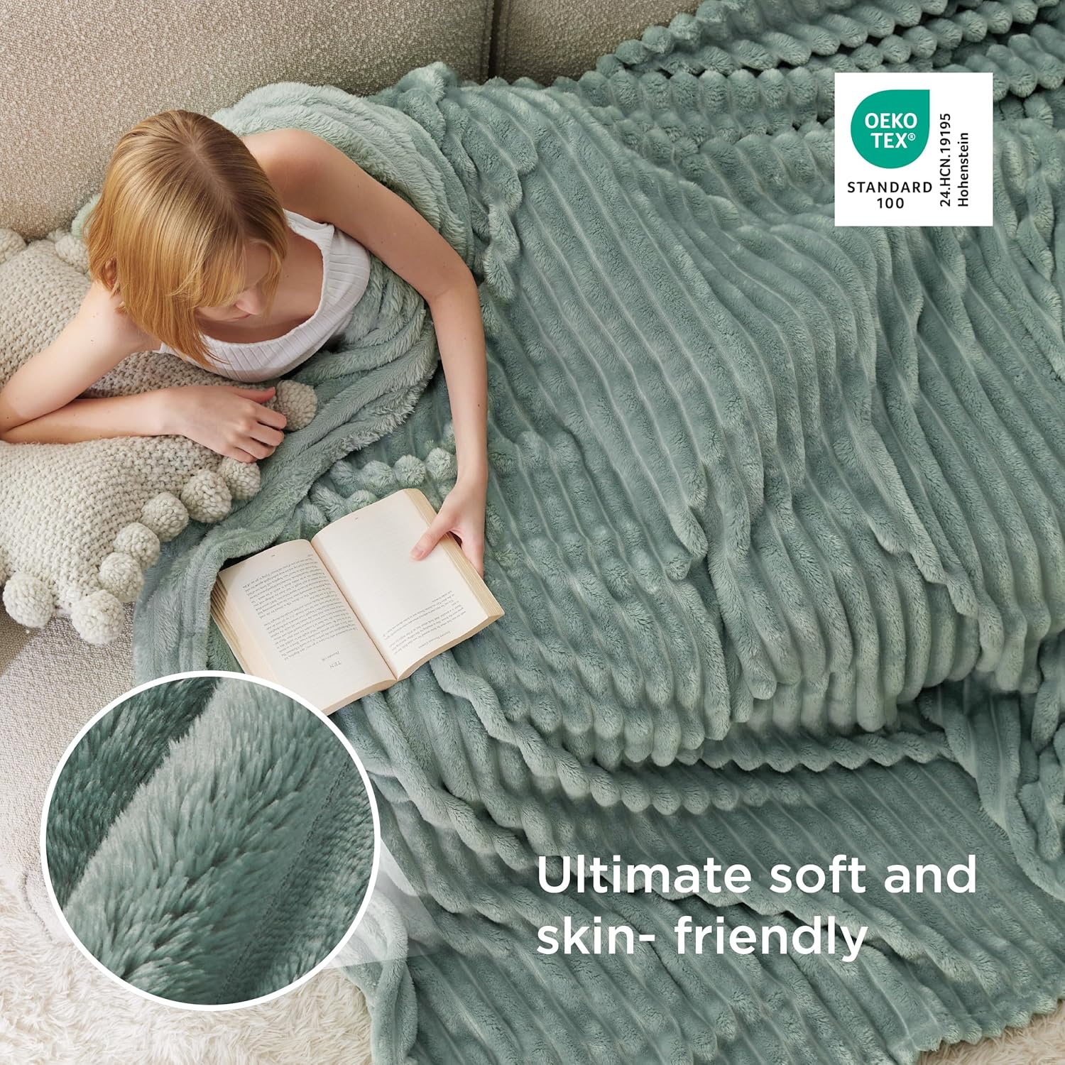 Bedsure GentleSoft King Size Blanket for Bed - Cozy Soft Blankets for Women, Cute Large Fleece Throws for Girls, Sage Green, 108x90 Inches - Image 4