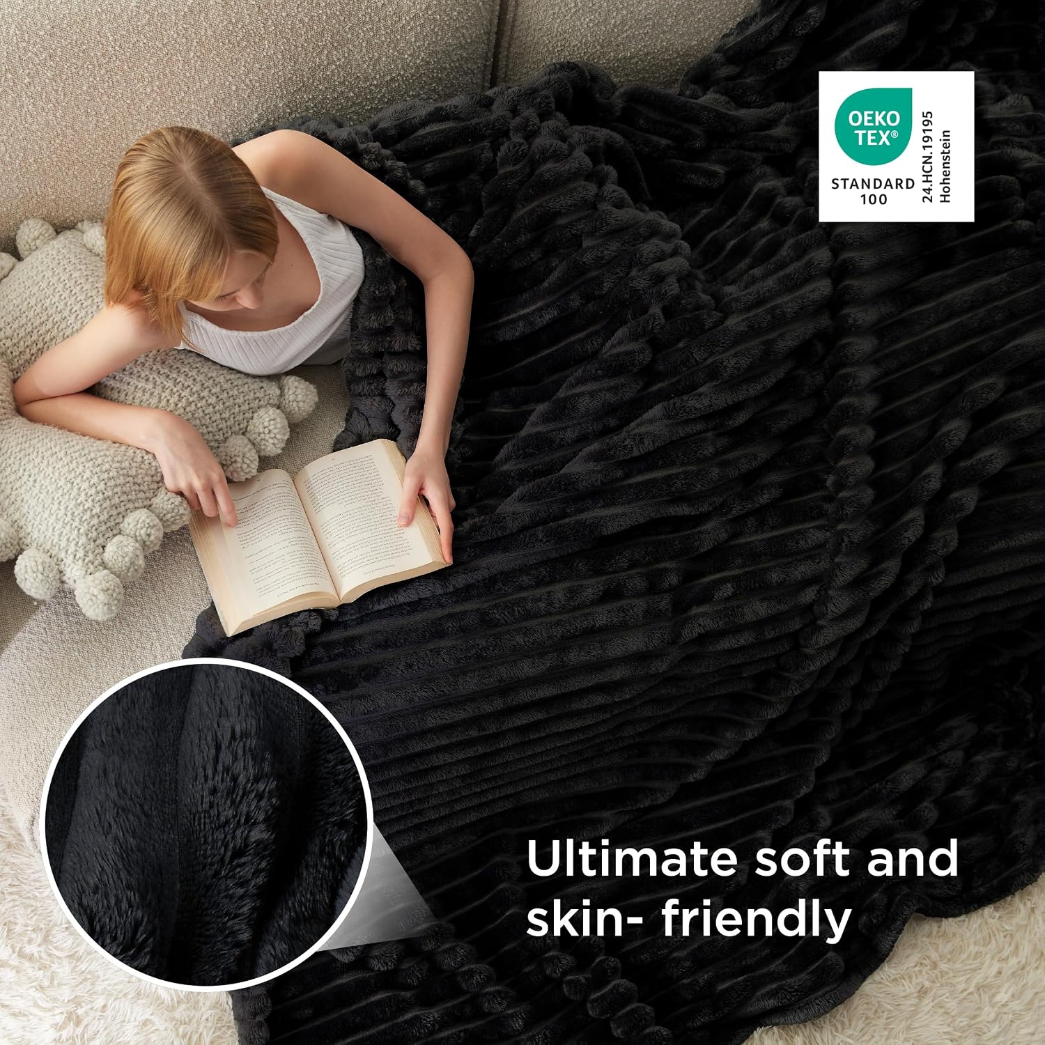Bedsure GentleSoft King Size Blanket for Bed - Cozy Soft Blankets for Women, Cute Large Fleece Throws for Girls, Black, 108x90 Inches - Image 5