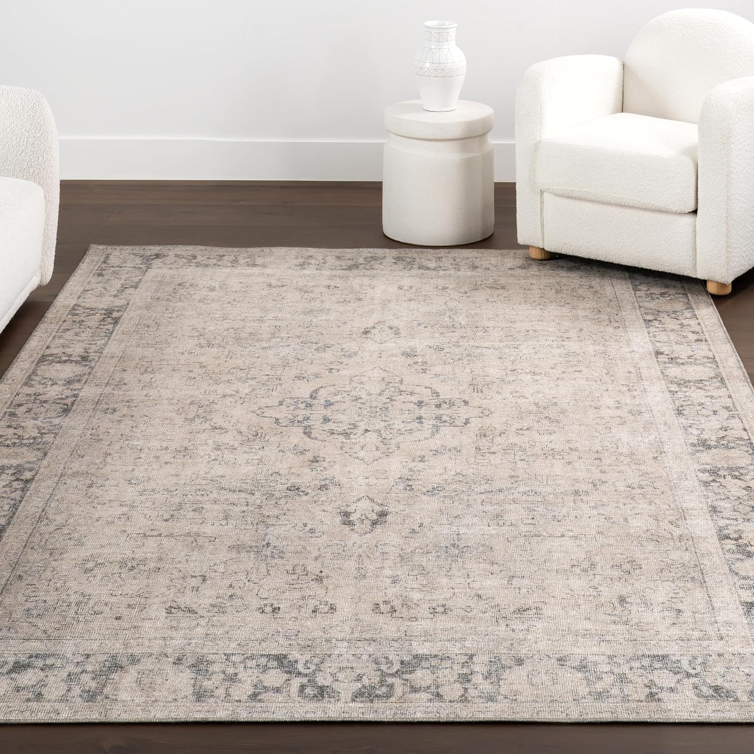Nuloom Hillstone Collection Brinly Grey/Light Beige, 9' x 12', Vintage Medallion, Soft and Cozy, High Traffic, Stain Resistant, Easy Clean, Durable Area Rug for Bedroom, Living Room, Dining, Foyer - Image 8