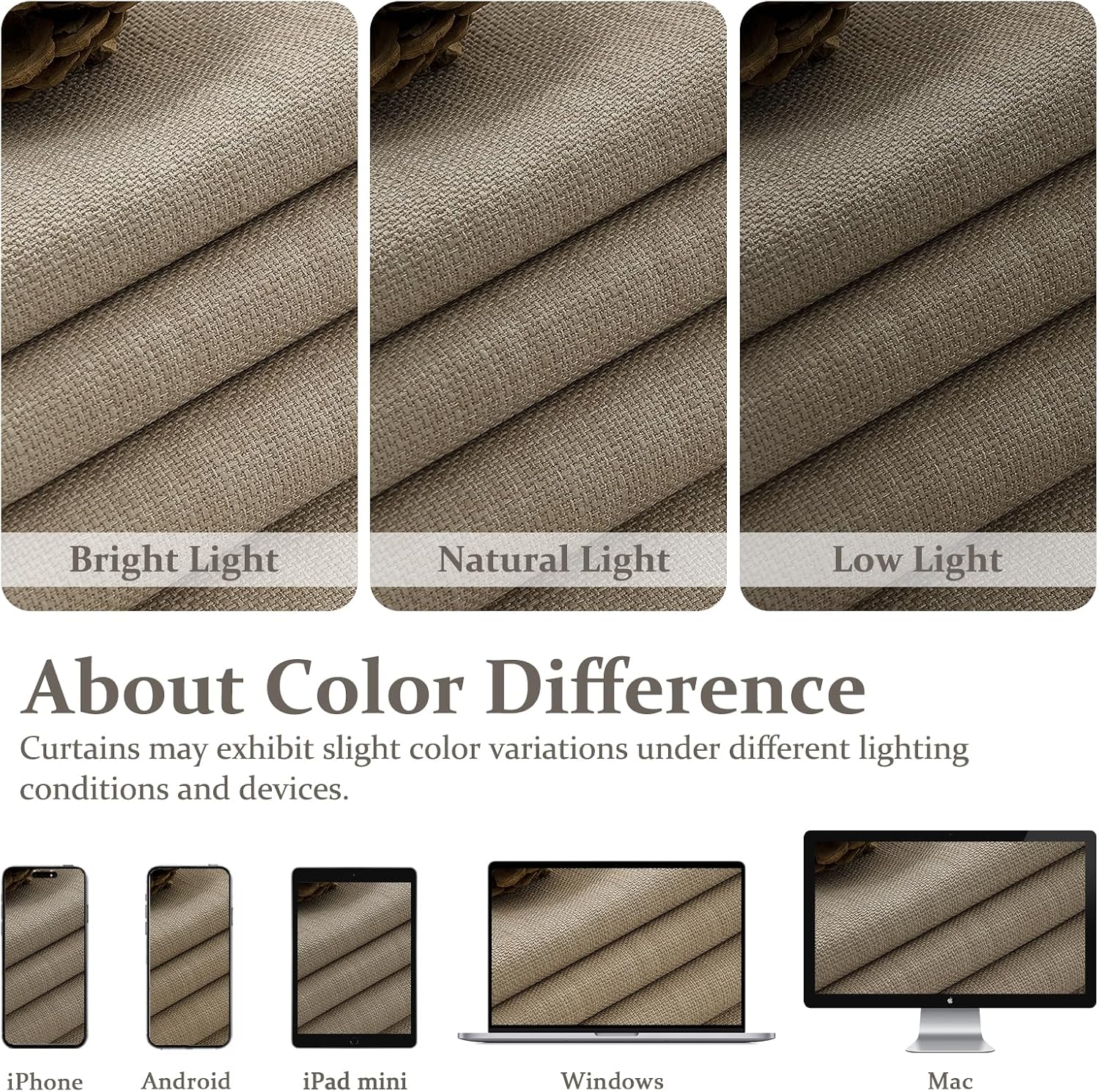 Pinch Pleated Drapes Linen Room Darkening Curtains 96 Inches Long for Bedroom, Taupe Black Out Floor to Ceiling Sound Dampening Double Layer Living Room Viral Windows Burg 2 Panels Set Burlywood Birch - Image 10