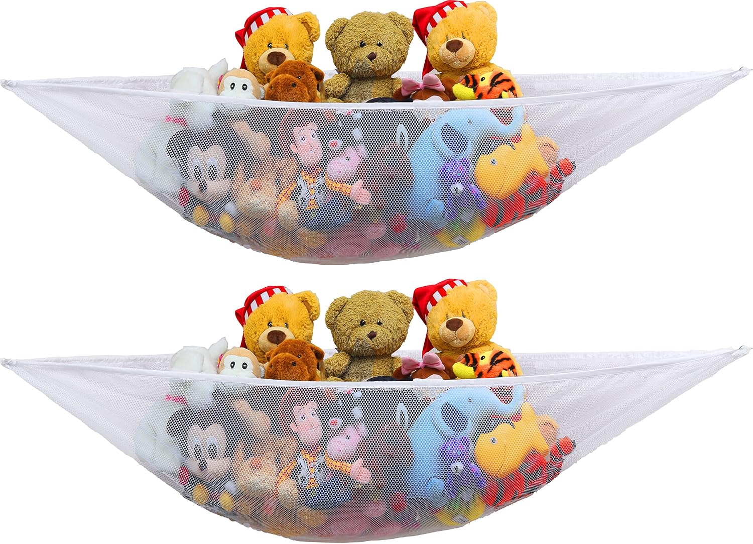 Simple Houseware 2 Pack Stuffed Animal Toy Hammock Net, Corner Wall Storage for Kids Room, White - Image 9