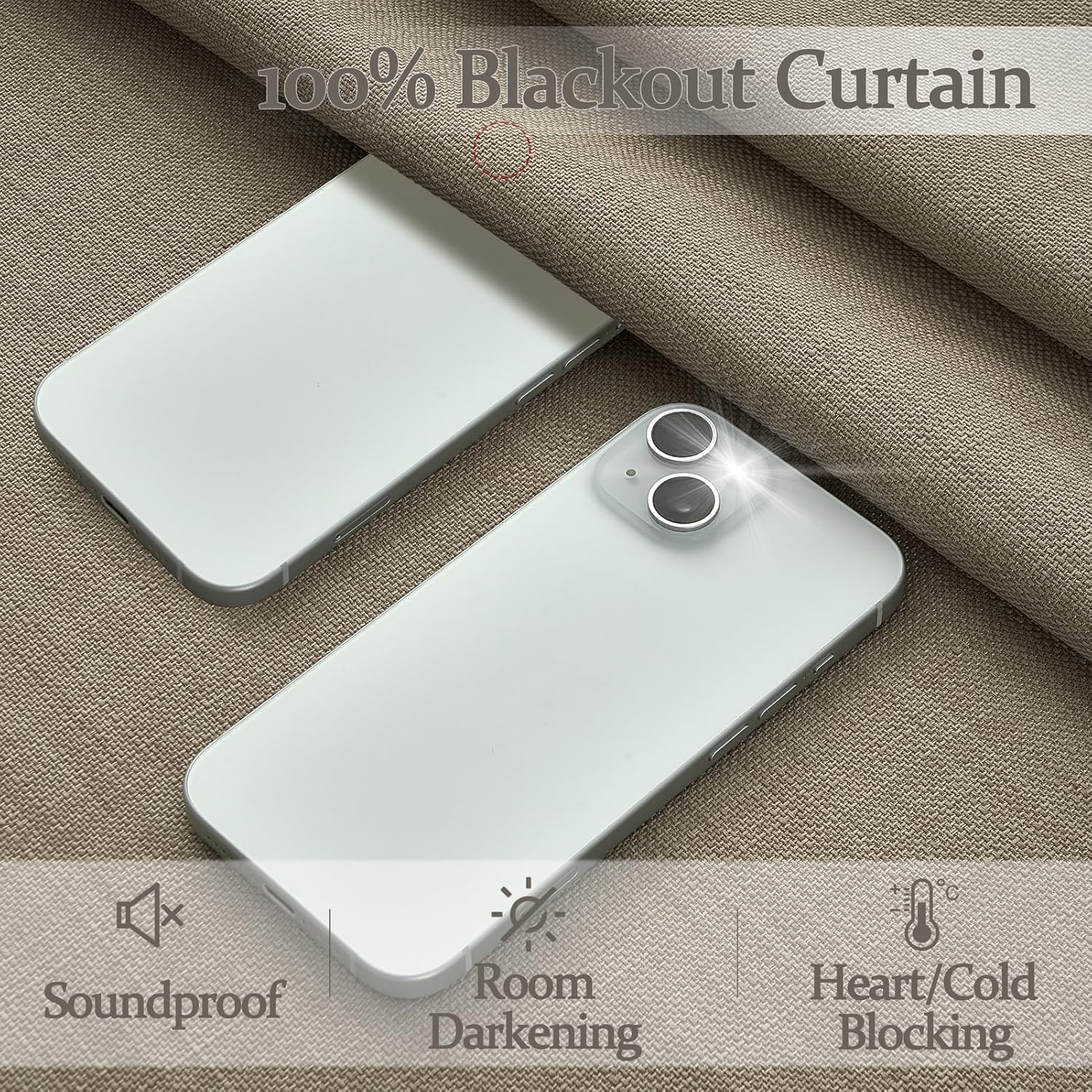 Pinch Pleated Drapes Linen Room Darkening Curtains 96 Inches Long for Bedroom, Taupe Black Out Floor to Ceiling Sound Dampening Double Layer Living Room Viral Windows Burg 2 Panels Set Burlywood Birch - Image 5