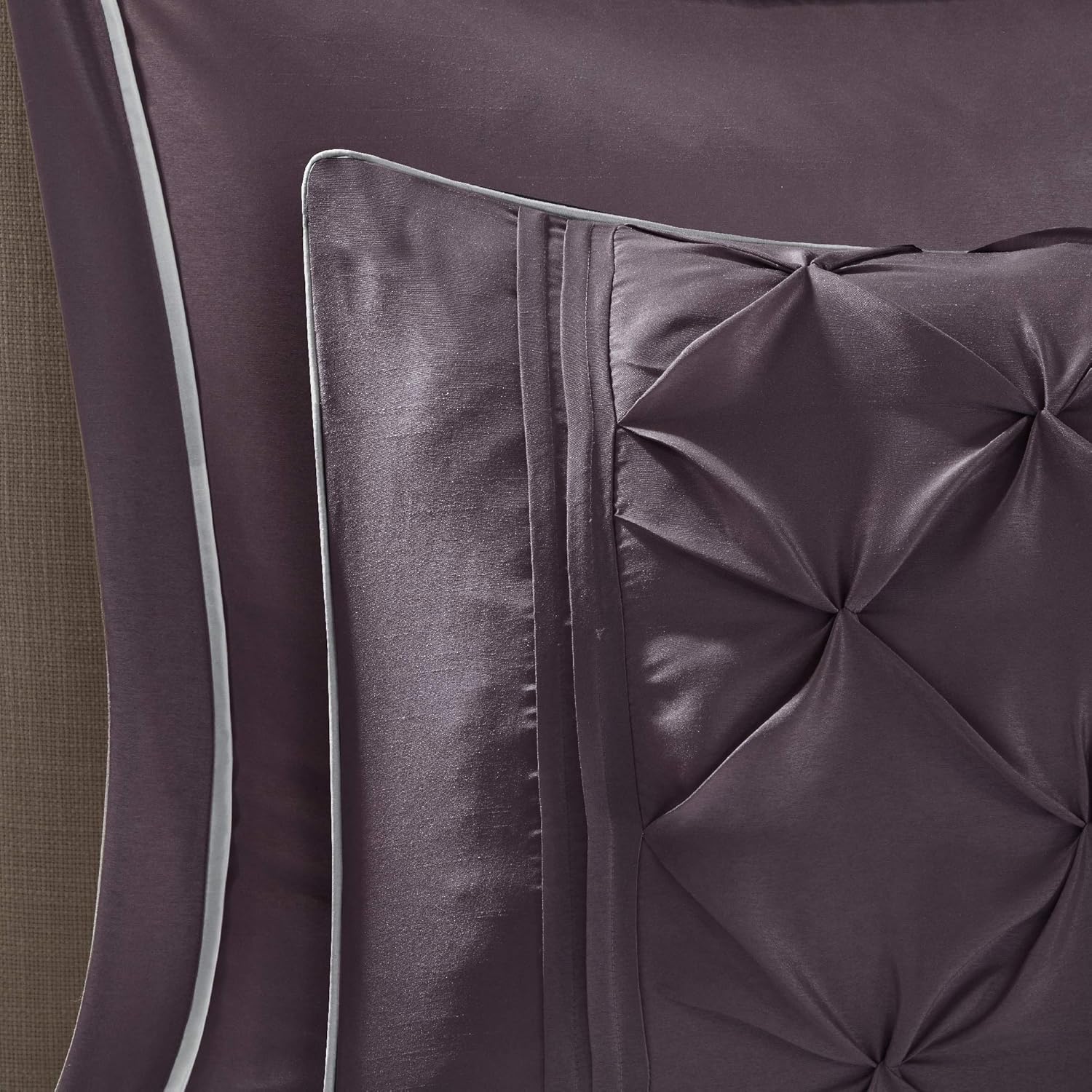 Madison Park Essentials Queen Comforter Set, 24 Piece Bedding With Matching Curtains, Decorative Pillows, Luxe Diamond Tufting , Room in a Bag Joella Collection, Plum Queen - Image 3