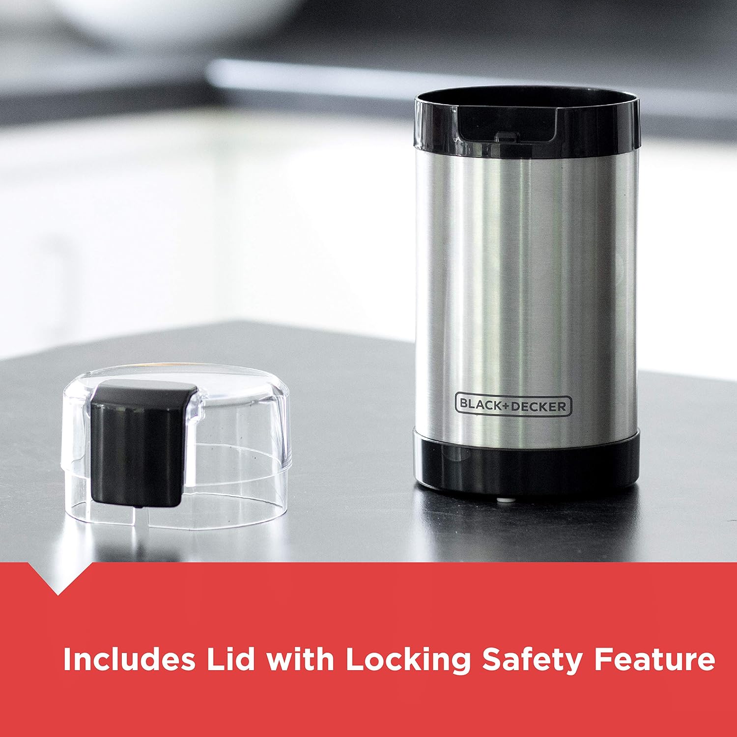 BLACK+DECKER One Touch Coffee Grinder, 2/3 Cup Coffee Bean Capacity, Spice Grinder, One Touch Push-Button Control -150 Watts -Stainless Steel Blades - Image 6