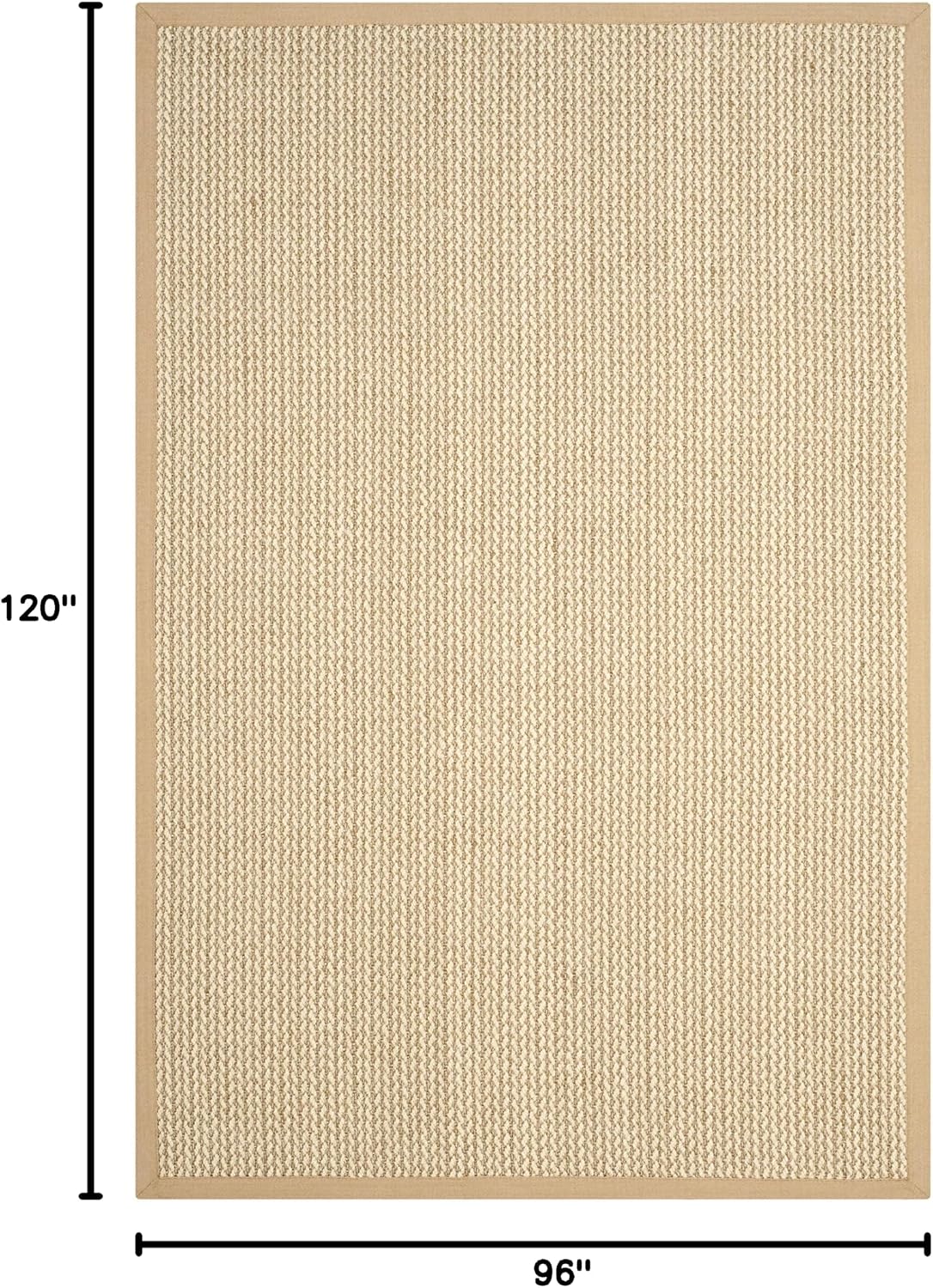 SAFAVIEH Area Rug 8x10 - Natural Fiber Collection - Large - Beige, Sisal & Wool, Woven Design with Border (NF475B) - Image 2