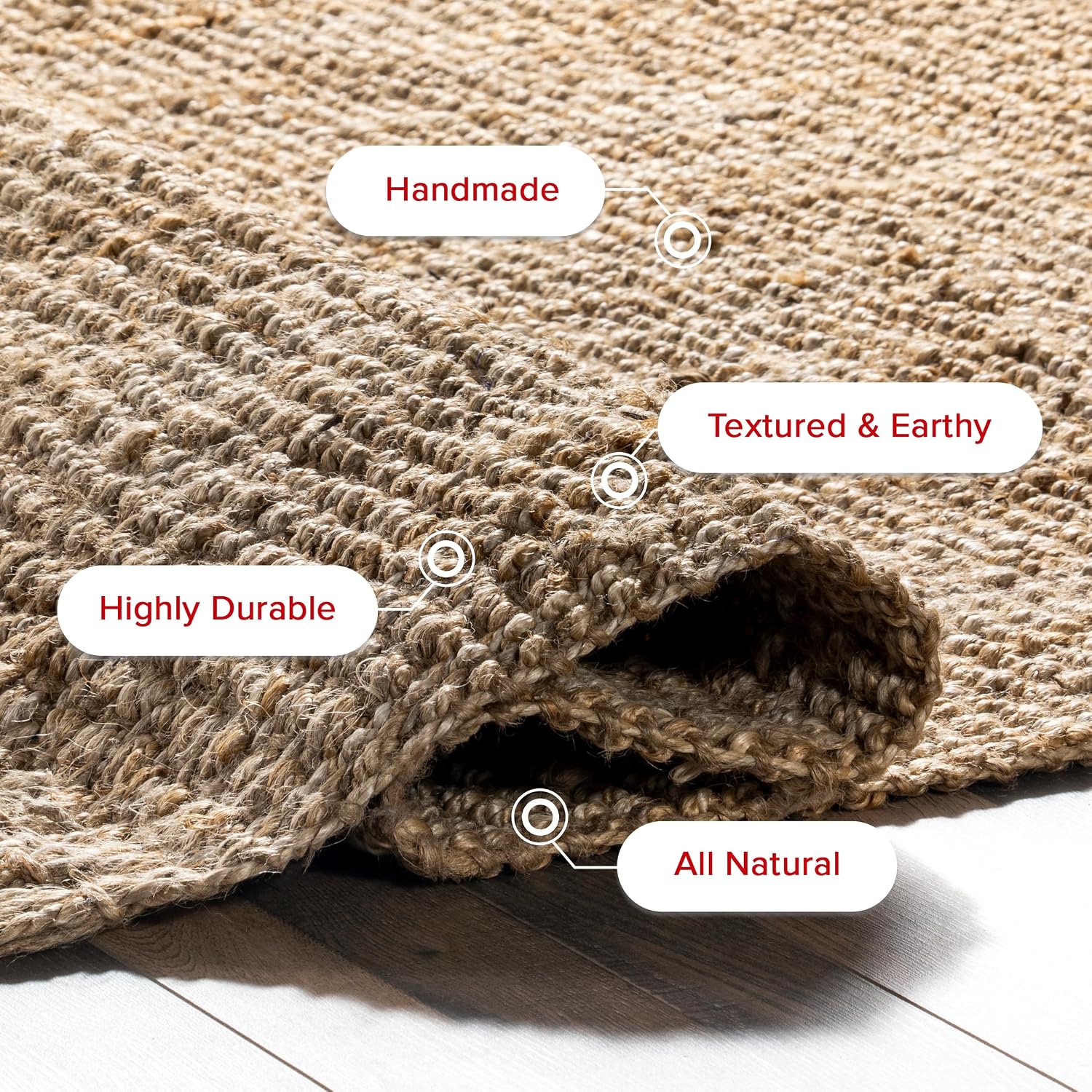 Nuloom Daniela Natural, 6' x 9', Handmade, Jute, Tassel, Soft and Textured, High Traffic, Stain Resistant, Easy Clean, Durable Area Rug for Bedroom, Living Room, Dining Space, Foyer, Entryway - Image 6