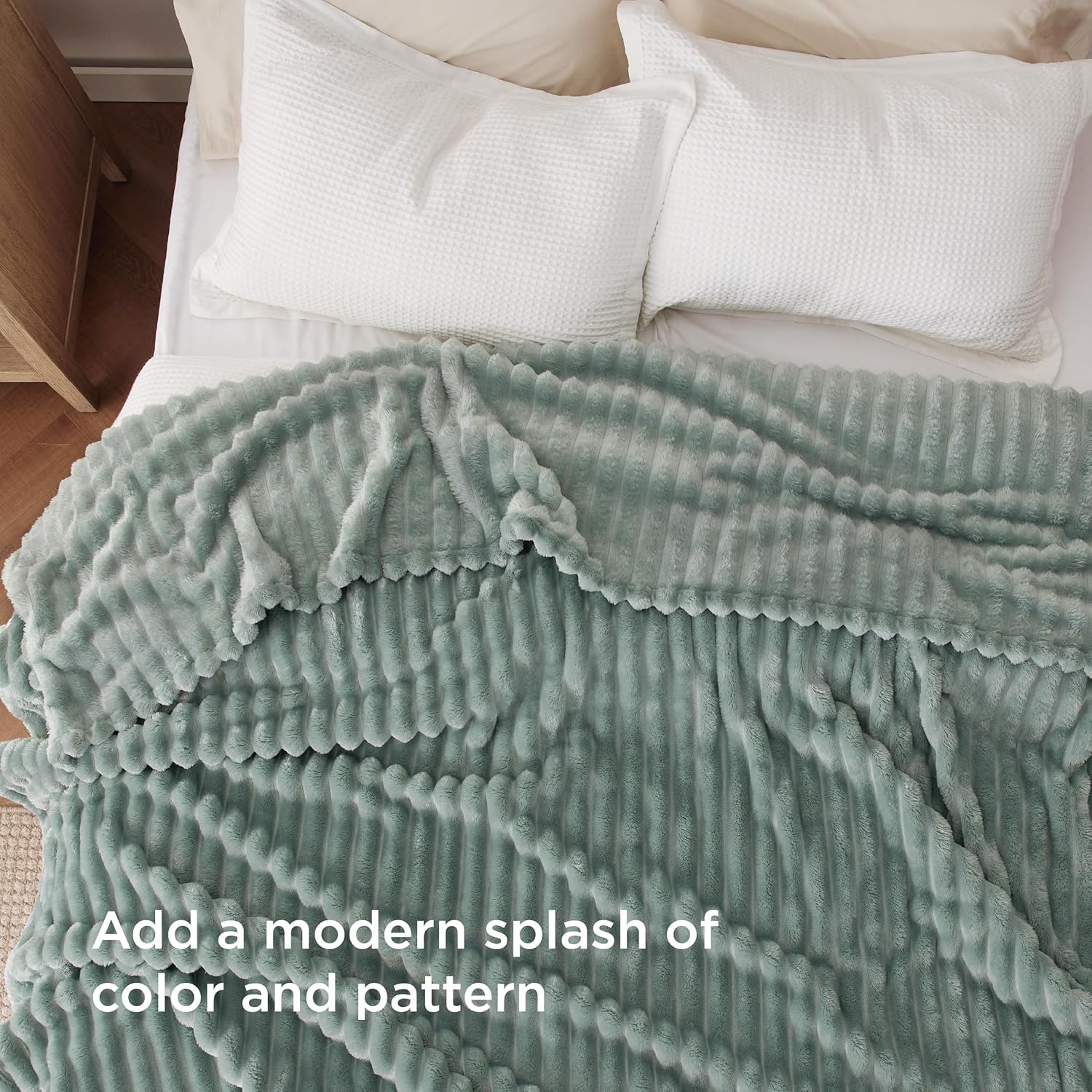 Bedsure GentleSoft King Size Blanket for Bed - Cozy Soft Blankets for Women, Cute Large Fleece Throws for Girls, Sage Green, 108x90 Inches - Image 3