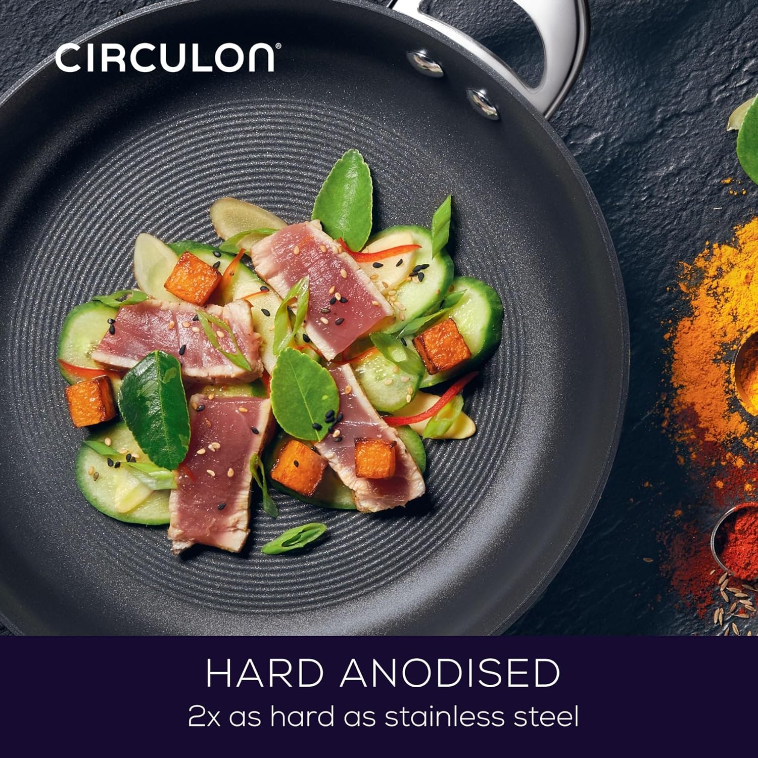 Circulon Symmetry Hard Anodized Nonstick Induction Frying Pan Twin Pack, 10-Inch and 12-Inch, Pan Sets for Cooking Nonstick, Black - Image 6