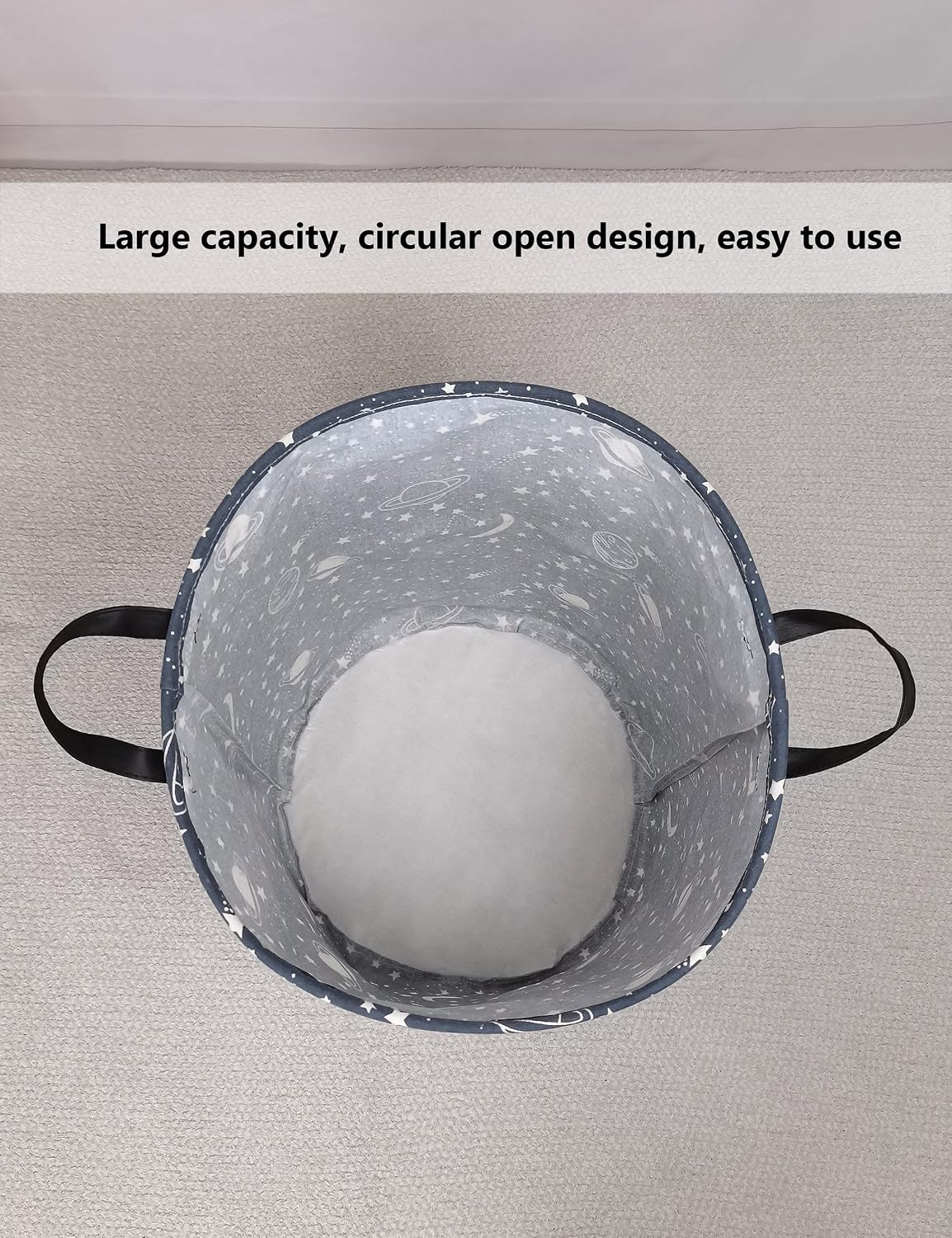 QUEENLALA Large Storage Basket,Laundry Hamper/Bathroom/Home Decor/Collapsible Round Storage Bin,Boys and Girls Hamper/Boxes/Clothing(Round-blue-starry sky) - Image 8
