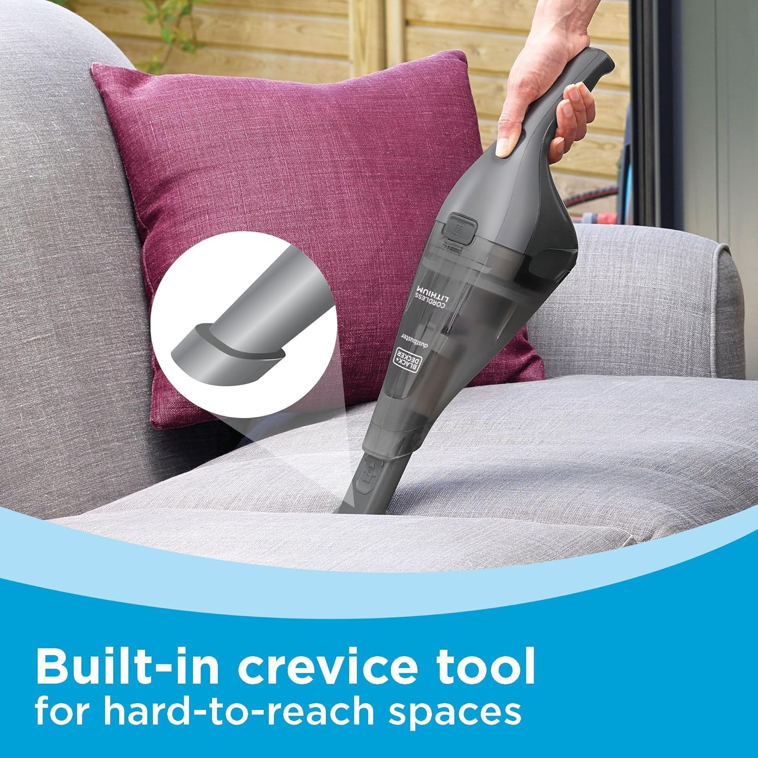 BLACK+DECKER dustbuster Handheld Vacuum, 8V Cordless, Hand Vacuum for Quick Cleanup with Crevice Tool and Washable Filter (HNVC220BCZ01) - Image 6