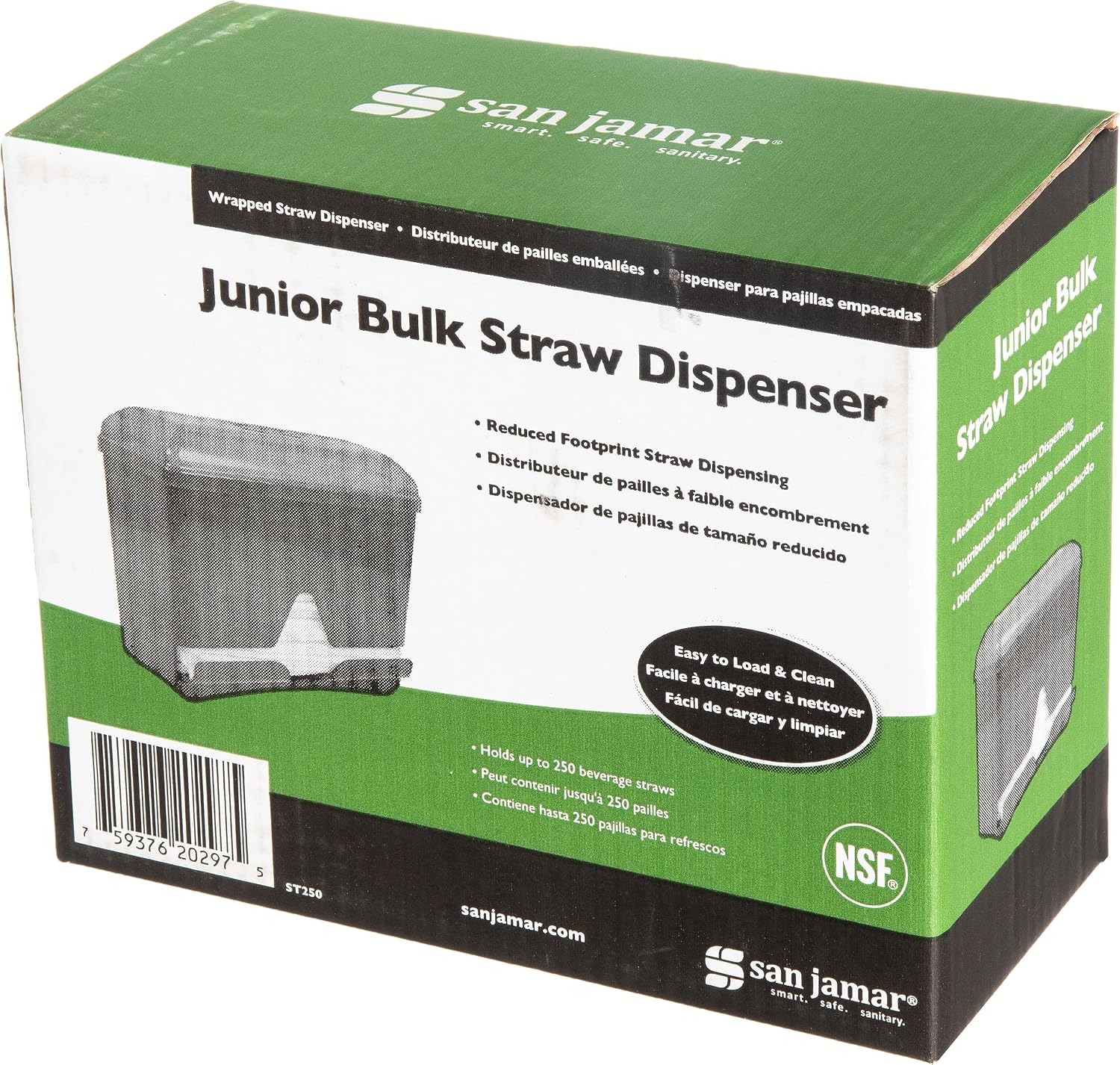 San Jamar Junior Bulk Straw Dispenser Holds 250 Straws for Restaurants, Dining Halls, and Fast Food, Plastic, 5 x 10.5 x 8.75 Inches, Black - Image 7