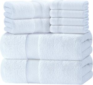 Luxury White Bath Towel Set of 8 Pi...