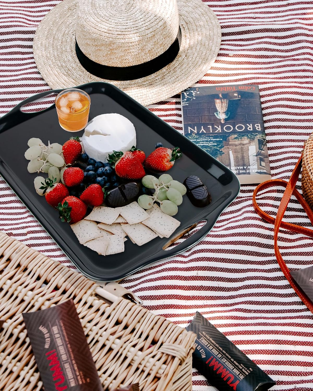 Czlizdyt 17.5 x 12’’ Large Melamine Serving Tray with Handles, Set of 2 Rectangular Melamine Serving Platters, Dishwasher Safe Trays for Eating, Appetizer, Charcuterie, Snack, Fruits, Desserts, Black - Image 4