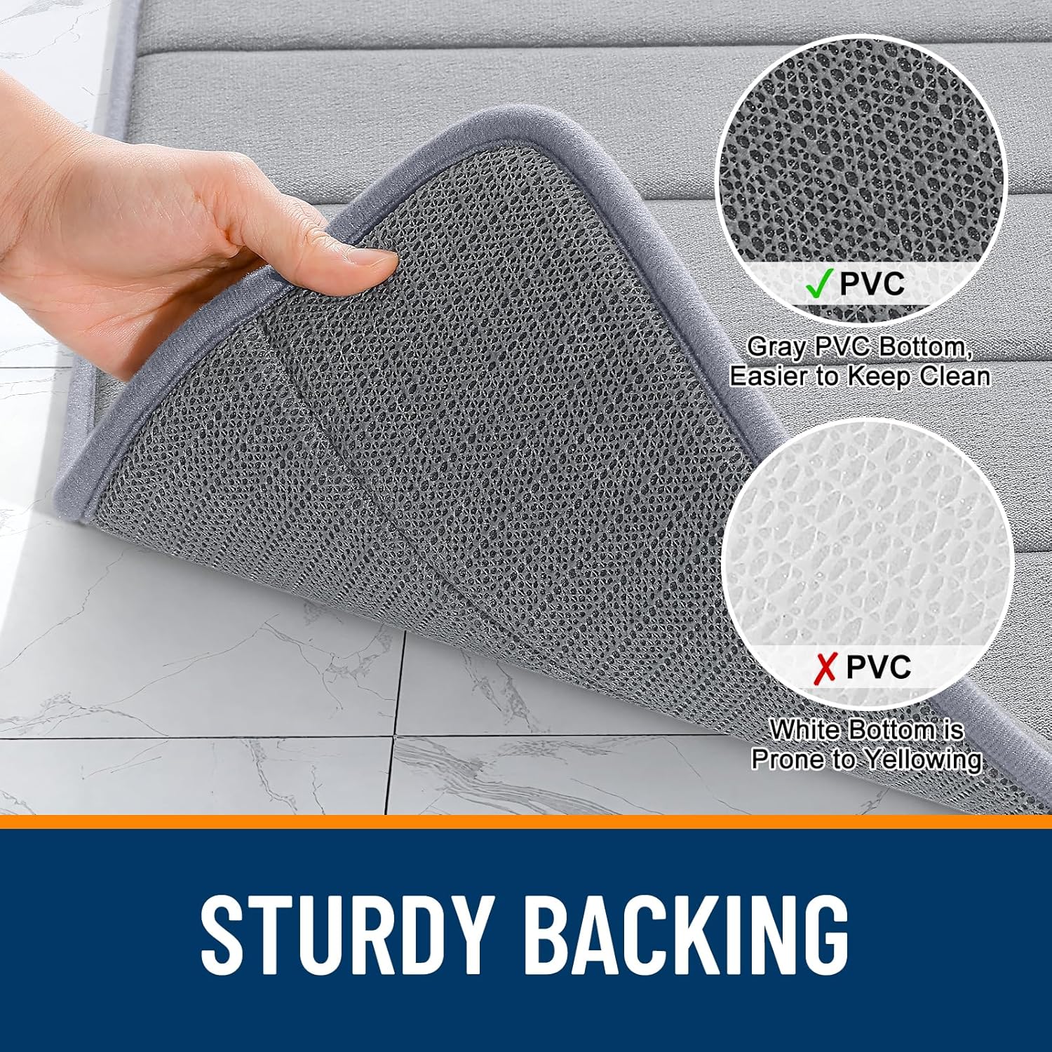 OLANLY Memory Foam Bath Mat 30x20, Super Soft Absorbent Bathroom Rugs, Quick Dry, Machine Washable Shower Floor Rugs, Bathmat Carpet, Bathroom Home Decor Accessories, Grey - Image 7