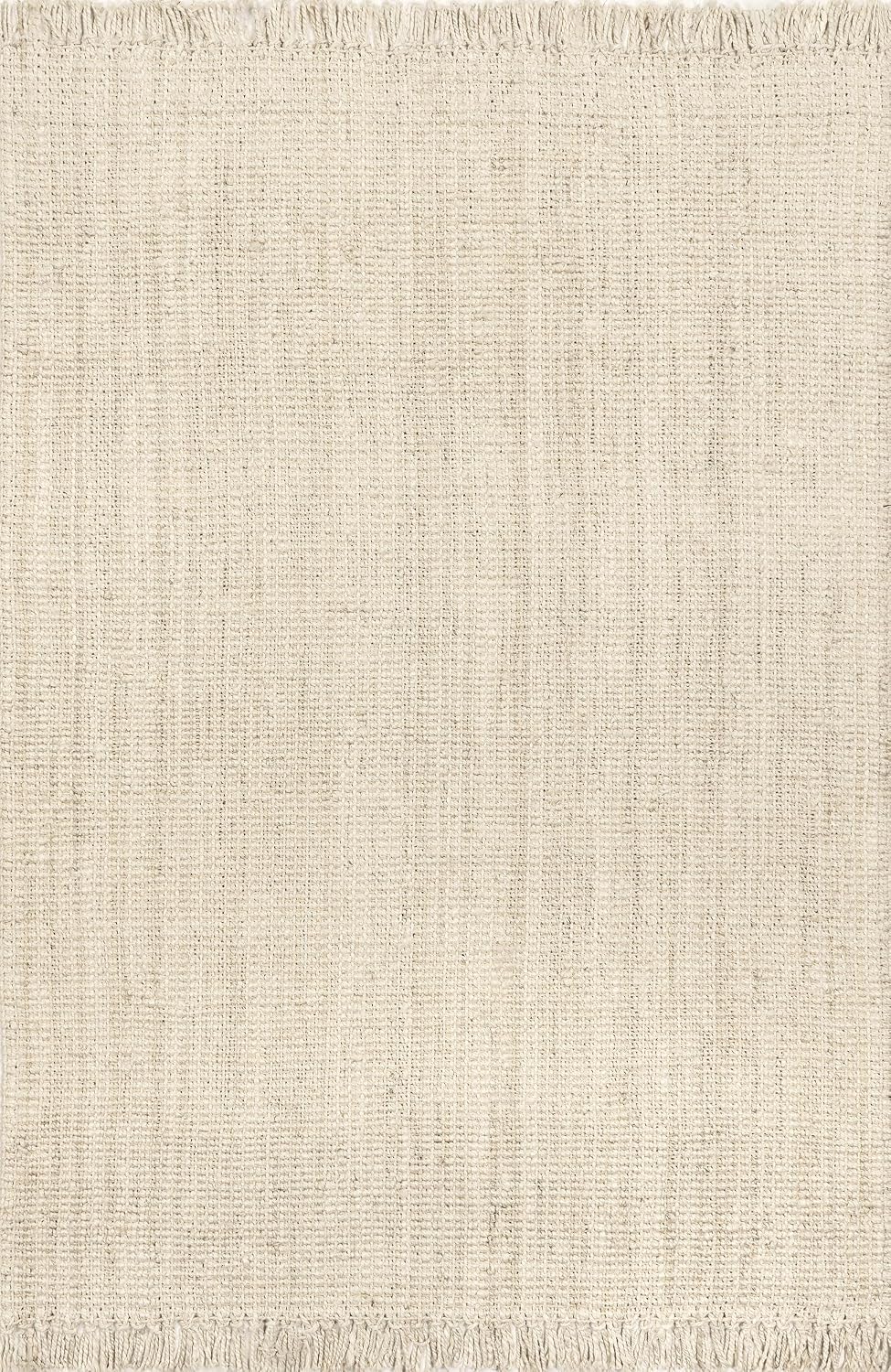 nuLOOM 5x8 Daniela Jute Tassel Hand Woven Area Rug, Off White, Solid Chunky Farmhouse Design, Natural Fiber, For Bedroom, Dining Room, Living Room, Hallway, Office, Entryway - Image 3