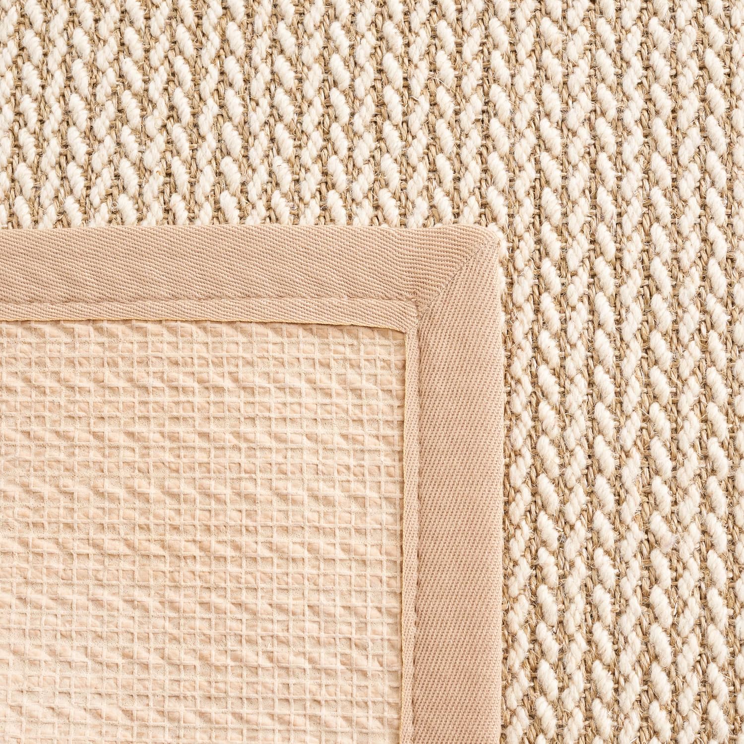 SAFAVIEH Area Rug 8x10 - Natural Fiber Collection - Large - Beige, Sisal & Wool, Woven Design with Border (NF475B) - Image 8