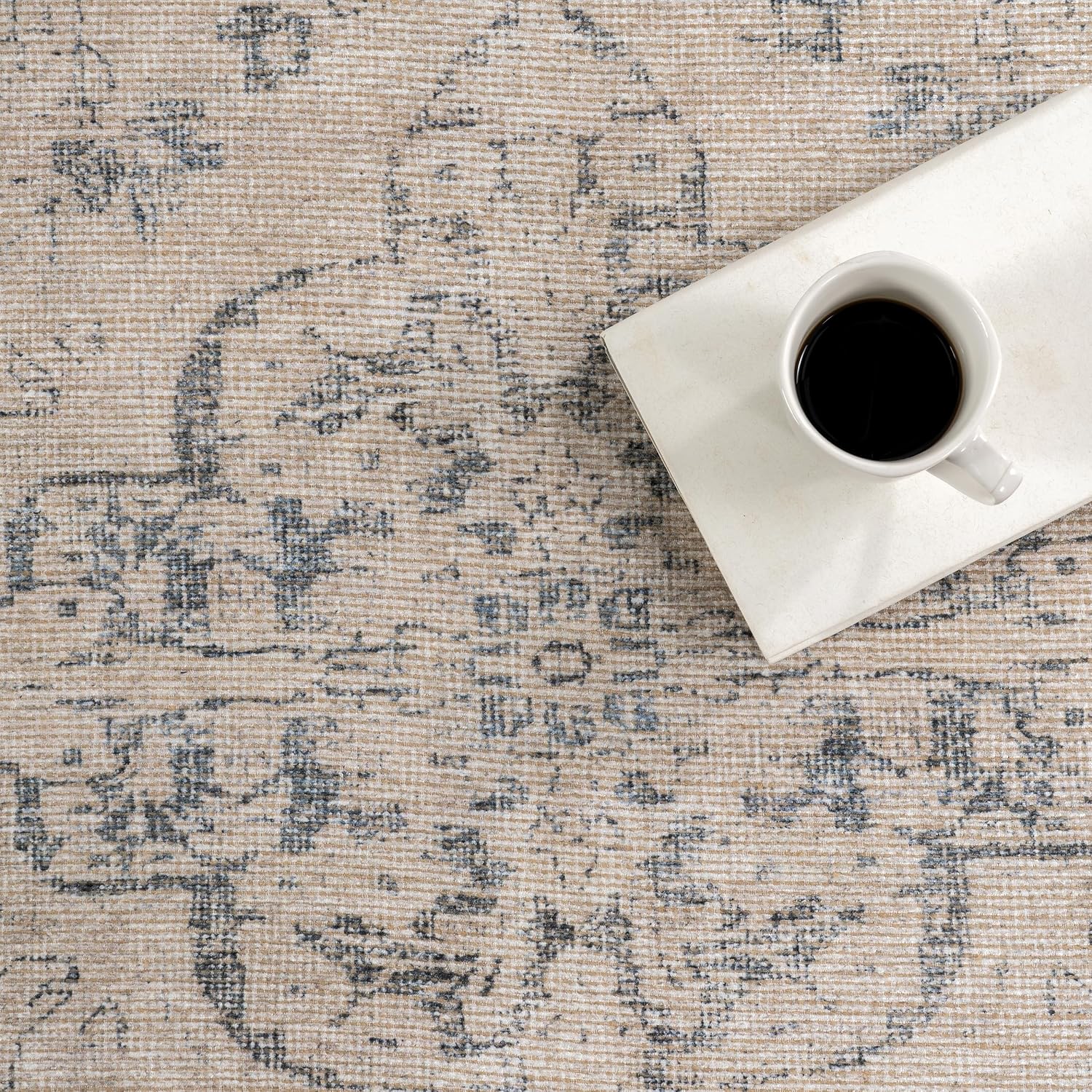 Nuloom Hillstone Collection Brinly Grey/Light Beige, 9' x 12', Vintage Medallion, Soft and Cozy, High Traffic, Stain Resistant, Easy Clean, Durable Area Rug for Bedroom, Living Room, Dining, Foyer - Image 9
