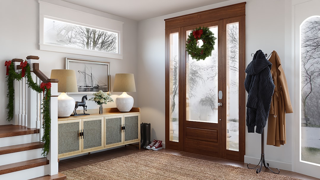 A cozy living room with seasonal decorations, showcasing textiles and lighting changes that reflect different seasons.