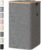 BALEINE Laundry Hamper with Lid, Tall Laundry Baskets with Bamboo Pull Handles, Large Laundry Bin with Internal Support (18 Gal/70L, Grey)