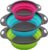 Qimh Collapsible Colander Set of 3 Round Silicone Kitchen Strainer Set – 2 pcs 4 Quart and 1 pcs 2 Quart- Perfect for Draining Pasta, Vegetable and fruit (green,blue, purple)