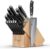 Yatoshi 15 Piece Black Knife Block Set – Pro Kitchen Knife Set Ultra Sharp High Carbon Stainless Steel with Ergonomic Handle