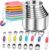 Magnetic Measuring Cups & Spoons Set, Strong N45 Magnets, Heavy Duty 304 Stainless Steel Fits in Spice Jars for Baking & Cooking, BPA Free, Round Set of 15 with Leveler, Light Colorful