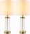Table Lamp Set of 2, 24.4″ Bedside Lamps for Bedroom Nightstand Side Table | Unique Textured Glass, Gold Metal Frame, USB Charging Ports and Outlets, Plug In, White Linen Shade, Knob Switch, Modern Styl