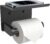 SetSail Toilet Paper Holder with Shelf Adhesive or Screw Bathroom Toilet Paper Roll Holders Wall Mount Matte Black Tissue Holder for Bathroom Hardware Accessories