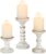 Romadedi Wood Candle Holders for Pillar Candles – Set of 3 Tall Farmhouse Wooden Candlestick Holder, Rustic Candle Stand for Fireplace Mantle Shelf Table Home Decor, Brown Whitewashed 3.9″/6″/ 8.3″