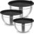 TeamFar Mixing Bowls, Stainless Steel Nesting Salad Bowls with Airtight Lids Set, For Serving/Mixing/Storing, Healthy & Long-lasting, Dishwasher Safe & Easy Clean, 4.6/3 / 1.5 QT, Black