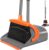 Ivandar Broom and Dustpan Set for Home, Broom and Dustpan Combo for Office, Long Handle Broom with Upright Standing Dust pan,Indoor&Outdoor Sweeping (Gray&Orange)