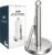 theaoo Heavy-Duty Stainless Steel Paper Towel Holder with Tension Arm – Easy One-Handed Tear, Modern Standing Countertop Dispenser for Kitchen, Holds All Paper Towel Rolls (1, Silver)