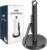 theaoo Heavy-Duty Stainless Steel Paper Towel Holder with Tension Arm – Easy One-Handed Tear, Modern Standing Countertop Dispenser for Kitchen, Holds All Paper Towel Rolls (1, Black)