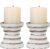 Candle Holder for Pillar Candle Set of 2, Farmhouse Wood Candle Holder, Rustic Wooden Candle Stand, Vintage Small Wooden Candlestick Holders for Living Room, Table Centerpiece, Rustic White