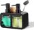Kitchen Soap Dispenser Set, with Hand and Dish Soap, Sponge Caddy and Brush Holder 4-in-1 Kitchen Dual Soap Dispenser Set for Kitchen Sink, Bathroom – Black
