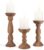 BANOMII Farmhouse Wooden Candle Holders for Pillar Candles Set of 3, Rustic Wood Candle Holder Table Centerpiece Decor, 12” 9” 6” Vintage Tall Candle Stand Decorative, Brown
