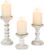Candeldo Wood Candle Holders for Pillar: Rustic Candles Holder Set of 3 Tall Table Centerpiece Shabby Chic Decor Wooden White Farmhouse Decorations for Fireplace Mantle