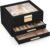 3-Layer Jewelry Box for Women, Jewelry Organizer with Glass Lid and Drawers, Jewelry Organizers and Storage for Necklaces, Rings, Earrings, Bracelets – White/Green/Black