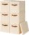 Homsorout Storage Bins with Lids – Fabric Storage Baskets for Shelves, 6 Pack Foldable Decorative Boxes with Handles, Stackable Organizer Bins for Home, Nursery, Dorm, Beige