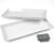 Czlizdyt Long Melamine Serving Platter, 17.3x8x1.5 inch Rectangle Serving Trays for Party, Long Serving Platters Plates for Appetizer, Charcuterie, Bread, Fruit, Dessert, Set of 2, White