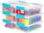 IRIS USA 2 Qt. Craft Storage Bins with Lids, 6-Pack, |Made in USA|, Clip Box, Small Plastic Sensory Bin Tote Organizer Containers for Art Supplies, Paper, & Office, Stackable – Clear/Seafoam Blue