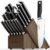 Astercook Knife Set, Kitchen Knives Set with Block and Sharpener Full Tang 17 Pcs German Stainless Steel Knives Sharp Blade Dishwasher Safe Premium Knife Set, Black Father Day Gifts for Men