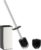 FORIOUS Toilet Brush and Holder Set, SUS304 Stainless Steel Square Base, Extended Long Handle, Drip-Proof & Space Saving, 2 Replaceable Brush Heads, Plastic & Silicone Dual Brush Head, Brushed Nickel