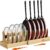 Housolution Bamboo Pot and Pan Organizer for Cabinet, 15″-29″ Expandable Pot Lid Organizer with 10 Adjustable Dividers, Wooden Pan Holder Storage Rack, Fully Expanded Size 29.5″ W x 8″ D x 7.5″ H