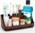 GFWARE Wood Toothbrush Holders for Bathrooms Countertop Organizer – Detachable 7 Slots Kid Bathroom Decor and Accessories, Wooden Bathroom Sink Storage Organization, Caddy, Tray, Brown
