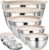Umite Chef Mixing Bowls with Airtight Lids Set, 8PCS Stainless Steel Nesting Bowls with Grater Attachments, Non-Slip Bottoms, 5, 4, 3.5, 2, 1.5QT for Mixing & Serving
